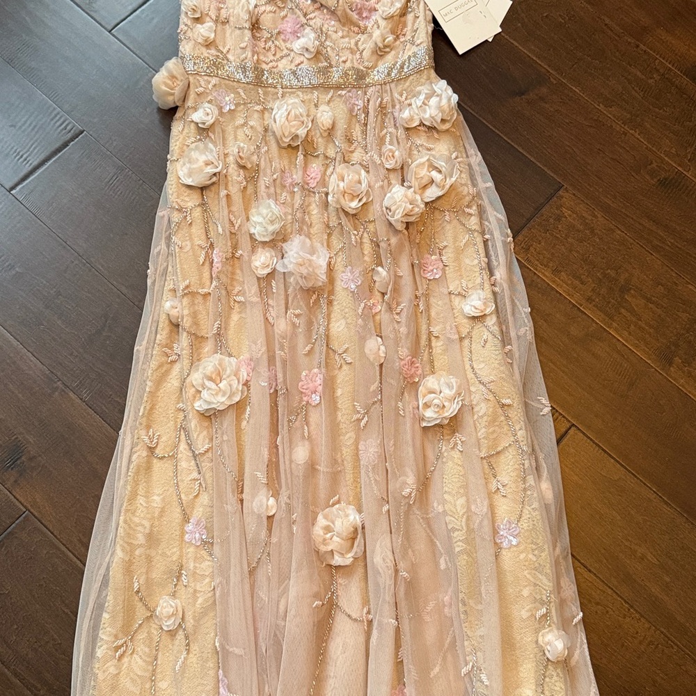 New Mac Duggal pink floral embellished one shoulder a line gown size 10 - Picture 13 of 14